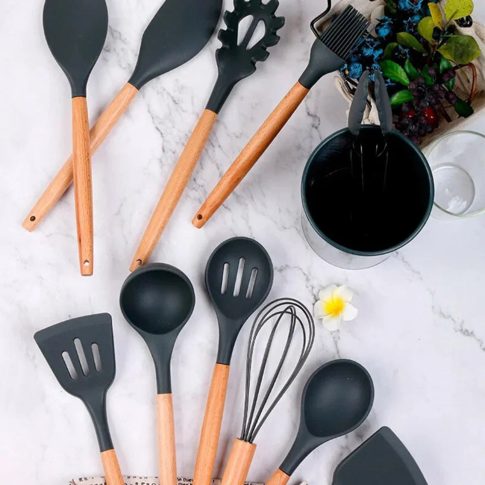 Kit Elegance Black - 12 Utensílios de Cozinha