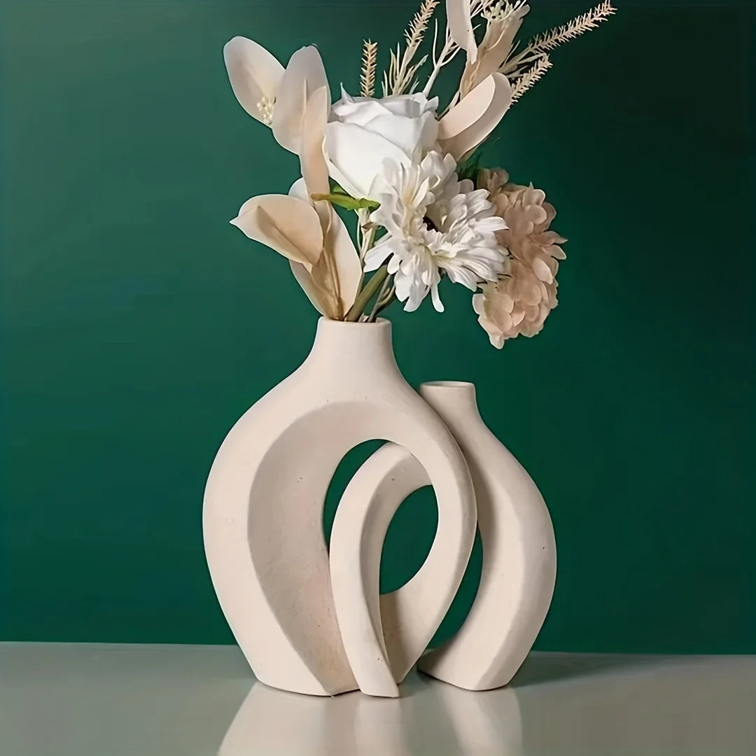 Hollow Nordic Modern Ceramic Vase Set - Elegância Minimalista com Toque Boho