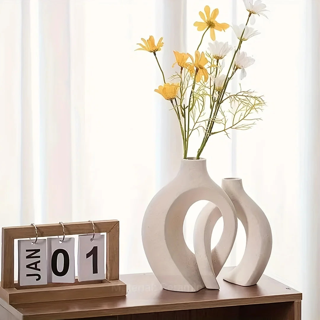 Hollow Nordic Modern Ceramic Vase Set - Elegância Minimalista com Toque Boho