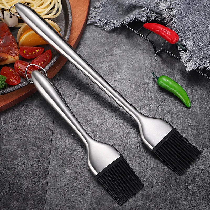 ChefGrill – Escova de Silicone para Churrasco e Temperos em Aço Inoxidável