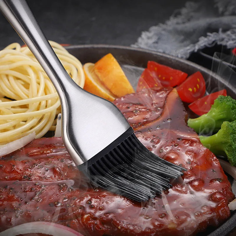 ChefGrill – Escova de Silicone para Churrasco e Temperos em Aço Inoxidável