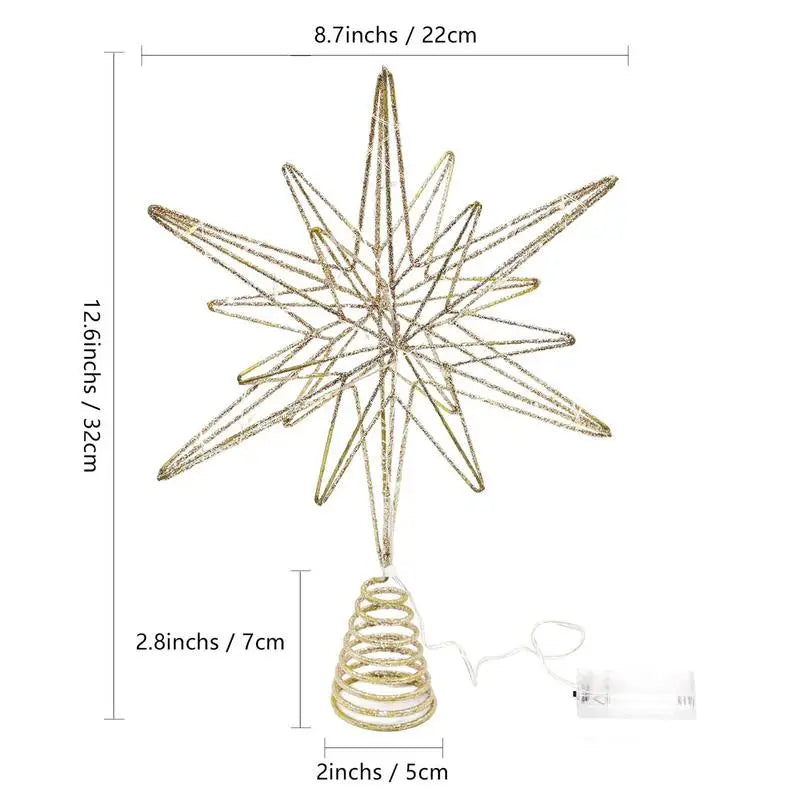 Topo de Árvore de Natal com Luzes LED - Beleza e Magia Festiva