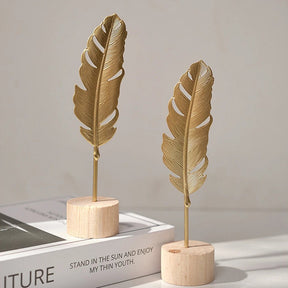 Escultura de Folha Ginkgo em Dourado – Luxo e Elegância para sua Casa ou Escritório - Family Star