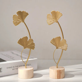 Escultura de Folha Ginkgo em Dourado – Luxo e Elegância para sua Casa ou Escritório - Family Star