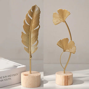 Escultura de Folha Ginkgo em Dourado – Luxo e Elegância para sua Casa ou Escritório - Family Star