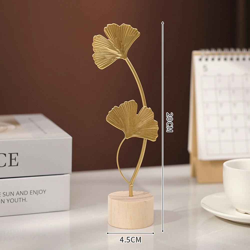 Escultura de Folha Ginkgo em Dourado – Luxo e Elegância para sua Casa ou Escritório - Family Star